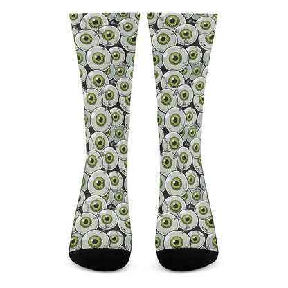 Frankenstein Eyeball Pattern Print Crew Socks