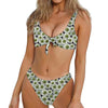 Frankenstein Eyeball Pattern Print Front Bow Tie Bikini