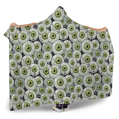 Frankenstein Eyeball Pattern Print Hooded Blanket
