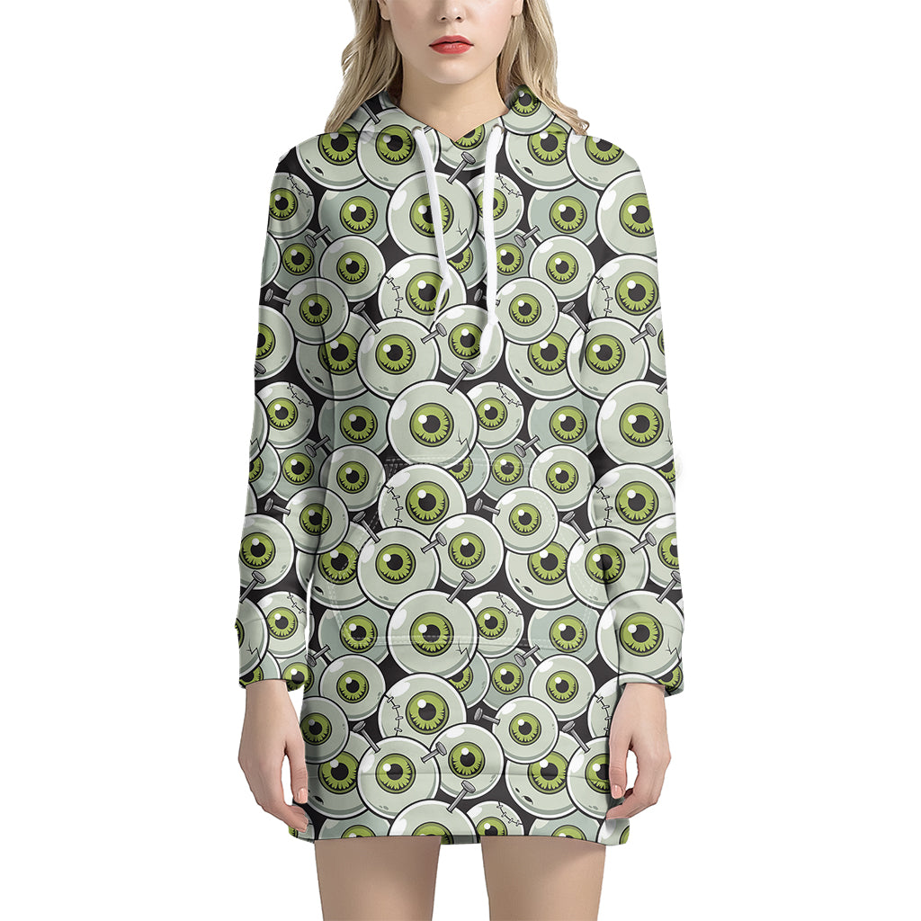 Frankenstein Eyeball Pattern Print Hoodie Dress