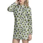 Frankenstein Eyeball Pattern Print Hoodie Dress