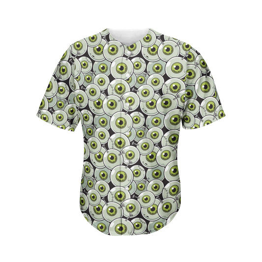 Frankenstein Eyeball Pattern Print Men's Baseball Jersey