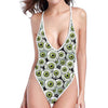 Frankenstein Eyeball Pattern Print One Piece High Cut Swimsuit