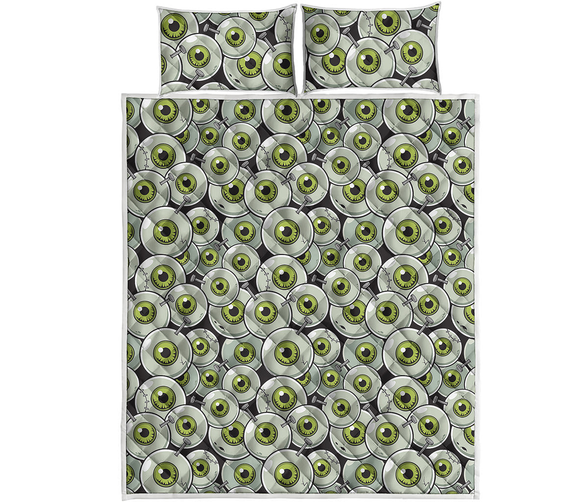 Frankenstein Eyeball Pattern Print Quilt Bed Set