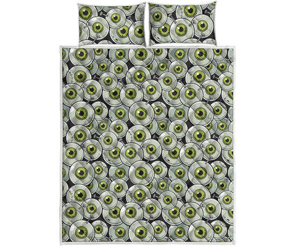 Frankenstein Eyeball Pattern Print Quilt Bed Set