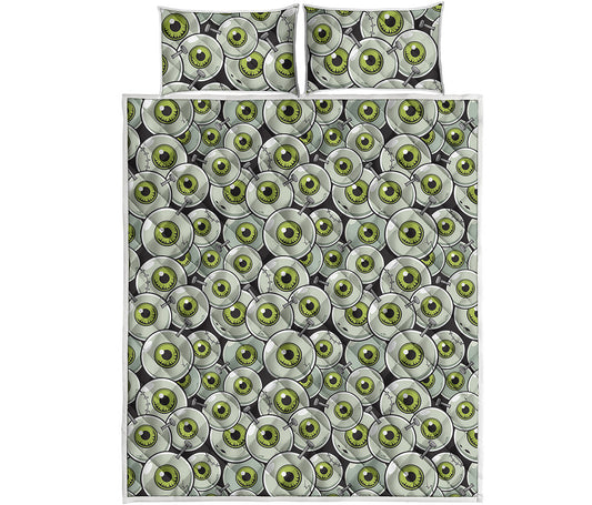 Frankenstein Eyeball Pattern Print Quilt Bed Set