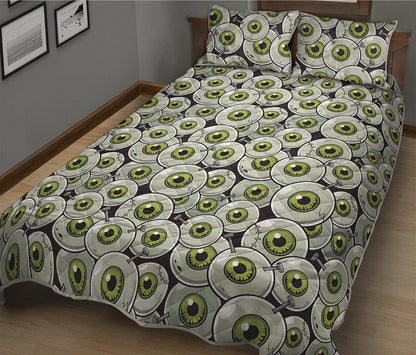 Frankenstein Eyeball Pattern Print Quilt Bed Set