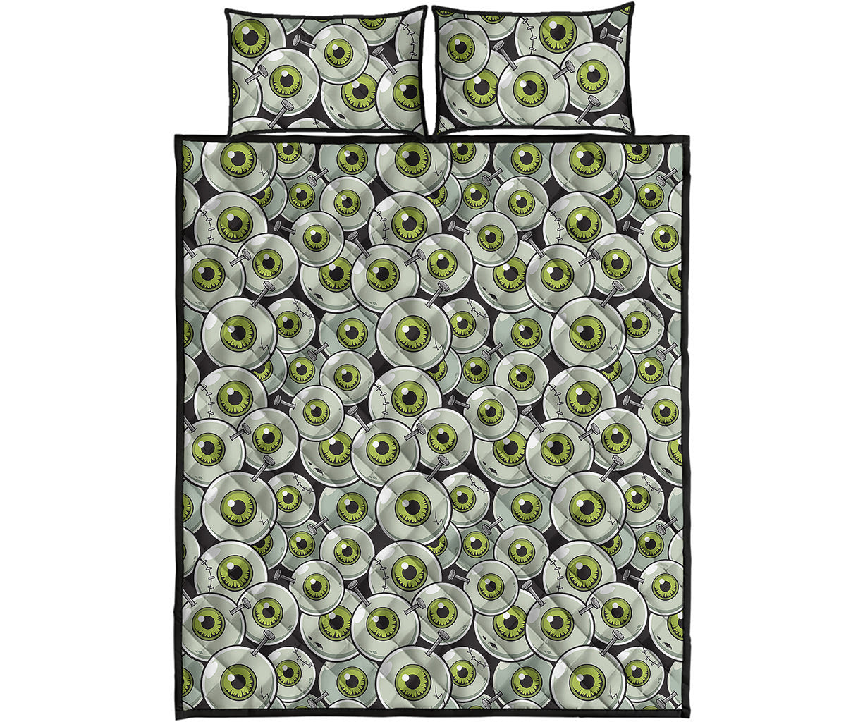 Frankenstein Eyeball Pattern Print Quilt Bed Set