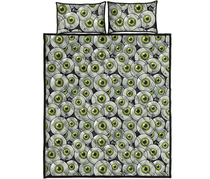Frankenstein Eyeball Pattern Print Quilt Bed Set