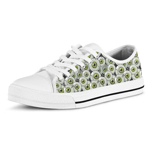 Frankenstein Eyeball Pattern Print White Low Top Shoes