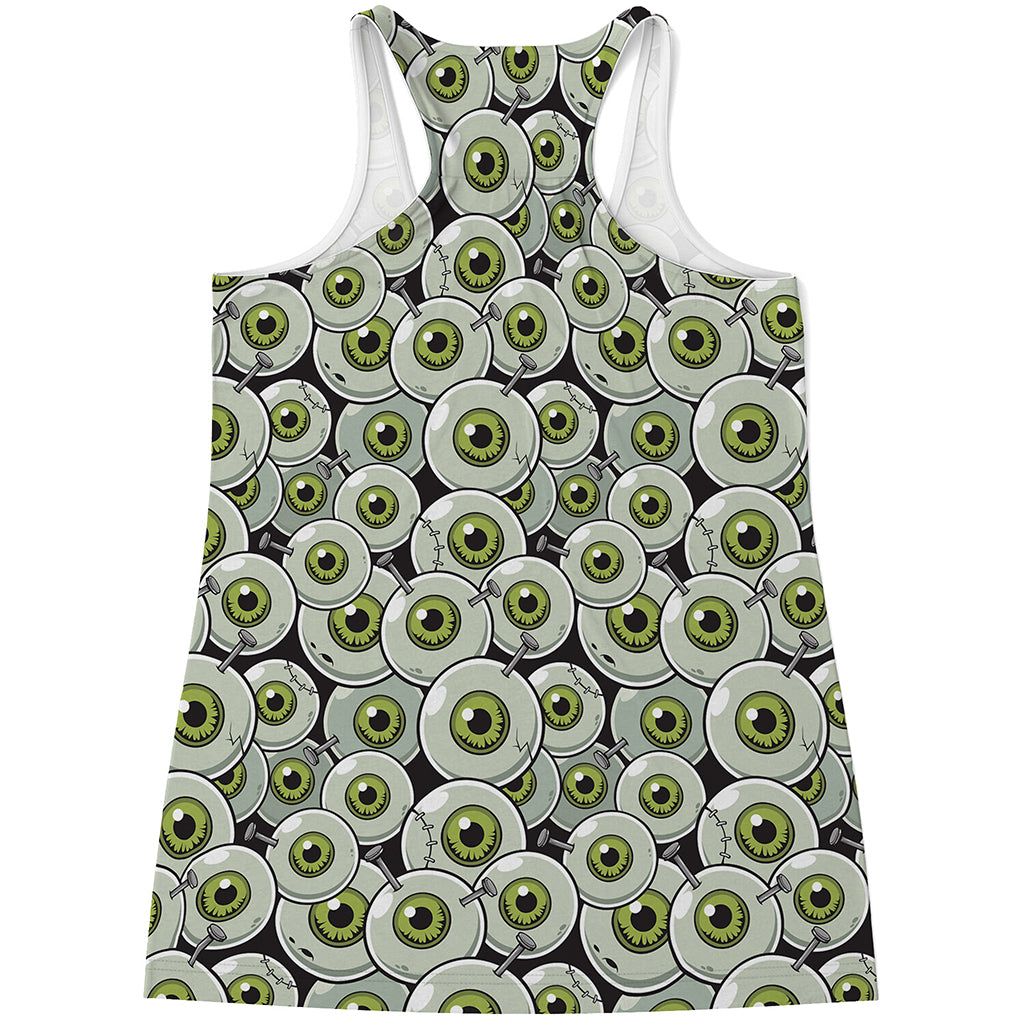 Frankenstein Eyeball Pattern Print Women's Racerback Tank Top
