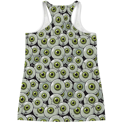 Frankenstein Eyeball Pattern Print Women's Racerback Tank Top