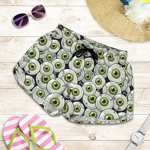 Frankenstein Eyeball Pattern Print Women's Shorts