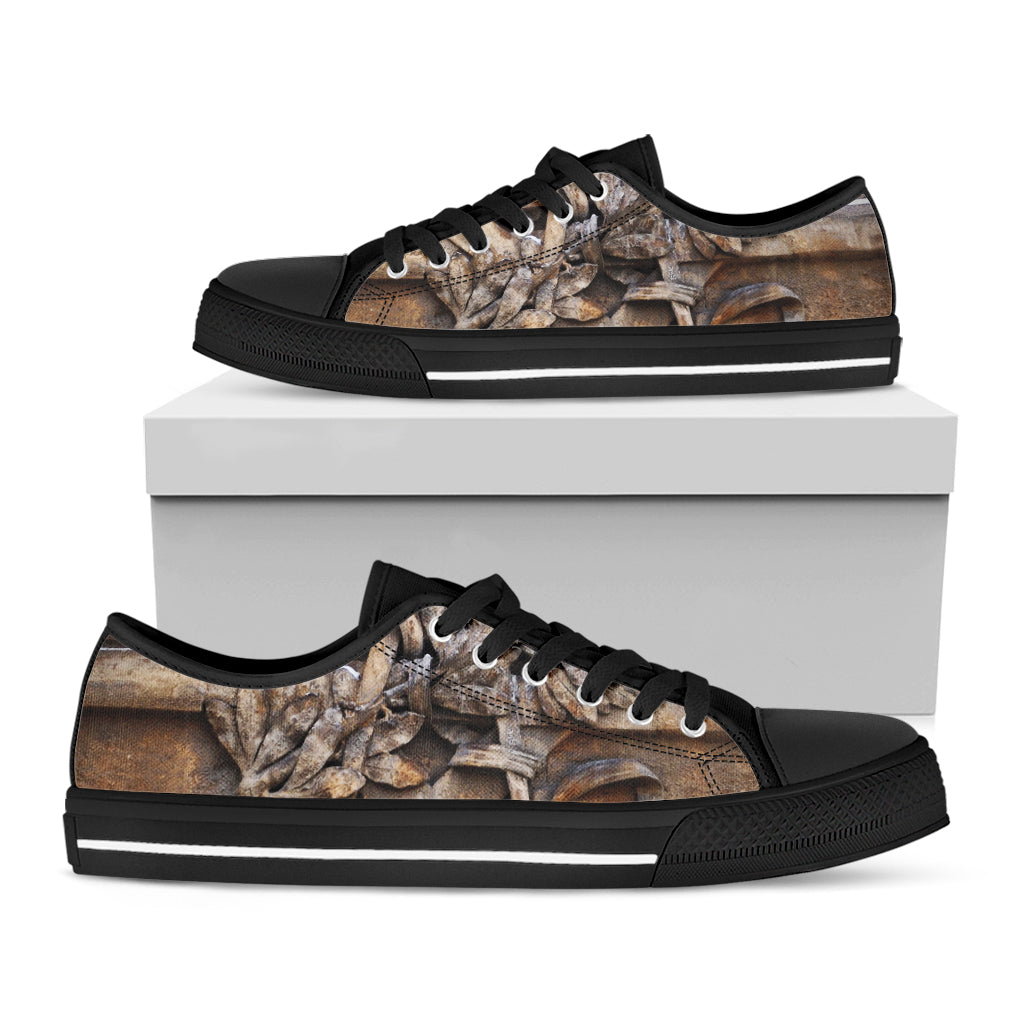 Freemasonry Emblem Print Black Low Top Shoes