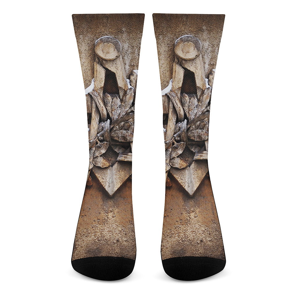 Freemasonry Emblem Print Crew Socks