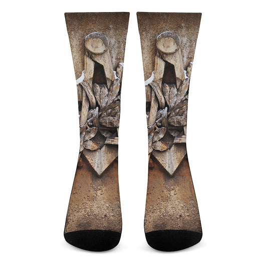 Freemasonry Emblem Print Crew Socks