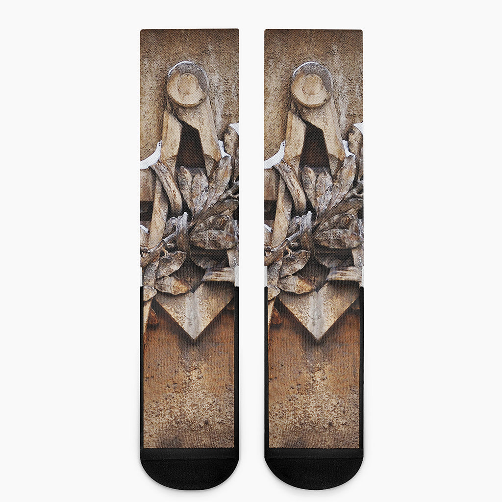 Freemasonry Emblem Print Crew Socks