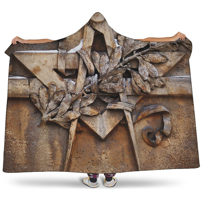 Freemasonry Emblem Print Hooded Blanket