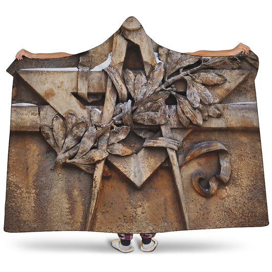 Freemasonry Emblem Print Hooded Blanket