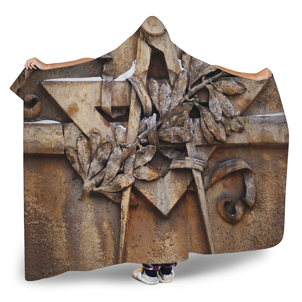 Freemasonry Emblem Print Hooded Blanket