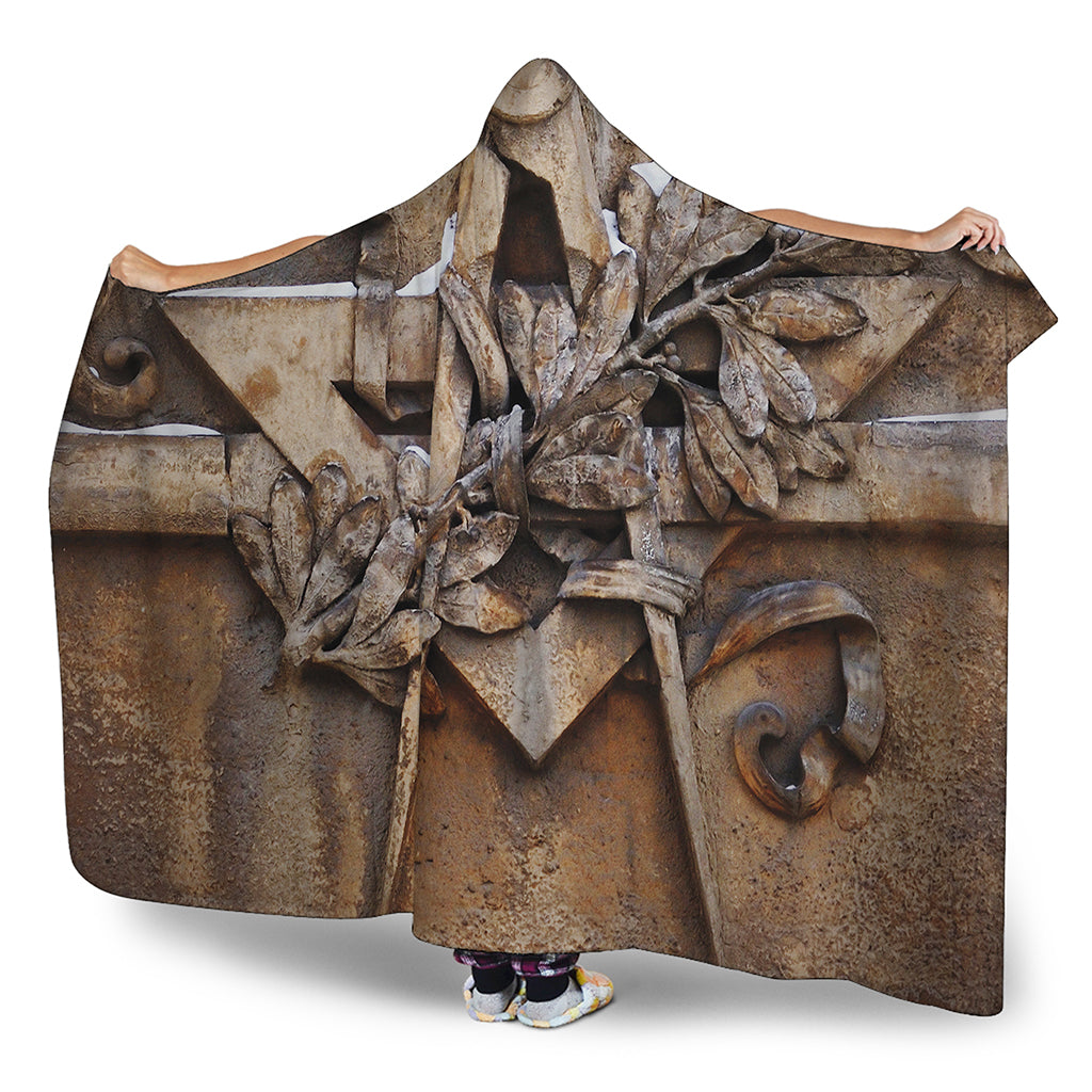 Freemasonry Emblem Print Hooded Blanket