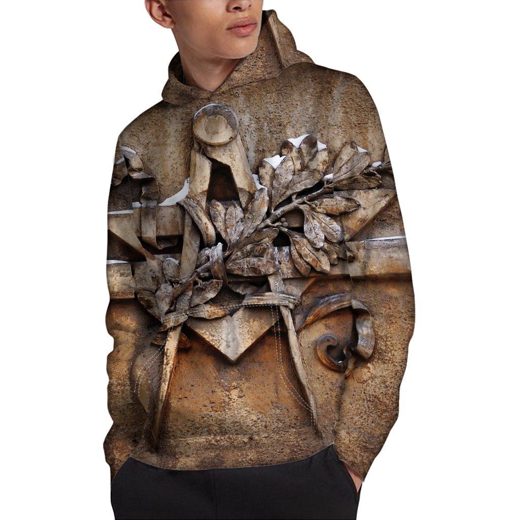 Freemasonry Emblem Print Pullover Hoodie