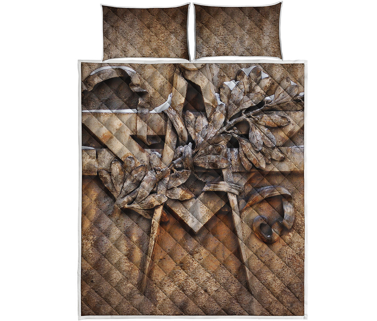 Freemasonry Emblem Print Quilt Bed Set