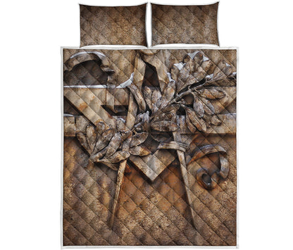 Freemasonry Emblem Print Quilt Bed Set