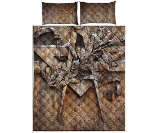 Freemasonry Emblem Print Quilt Bed Set
