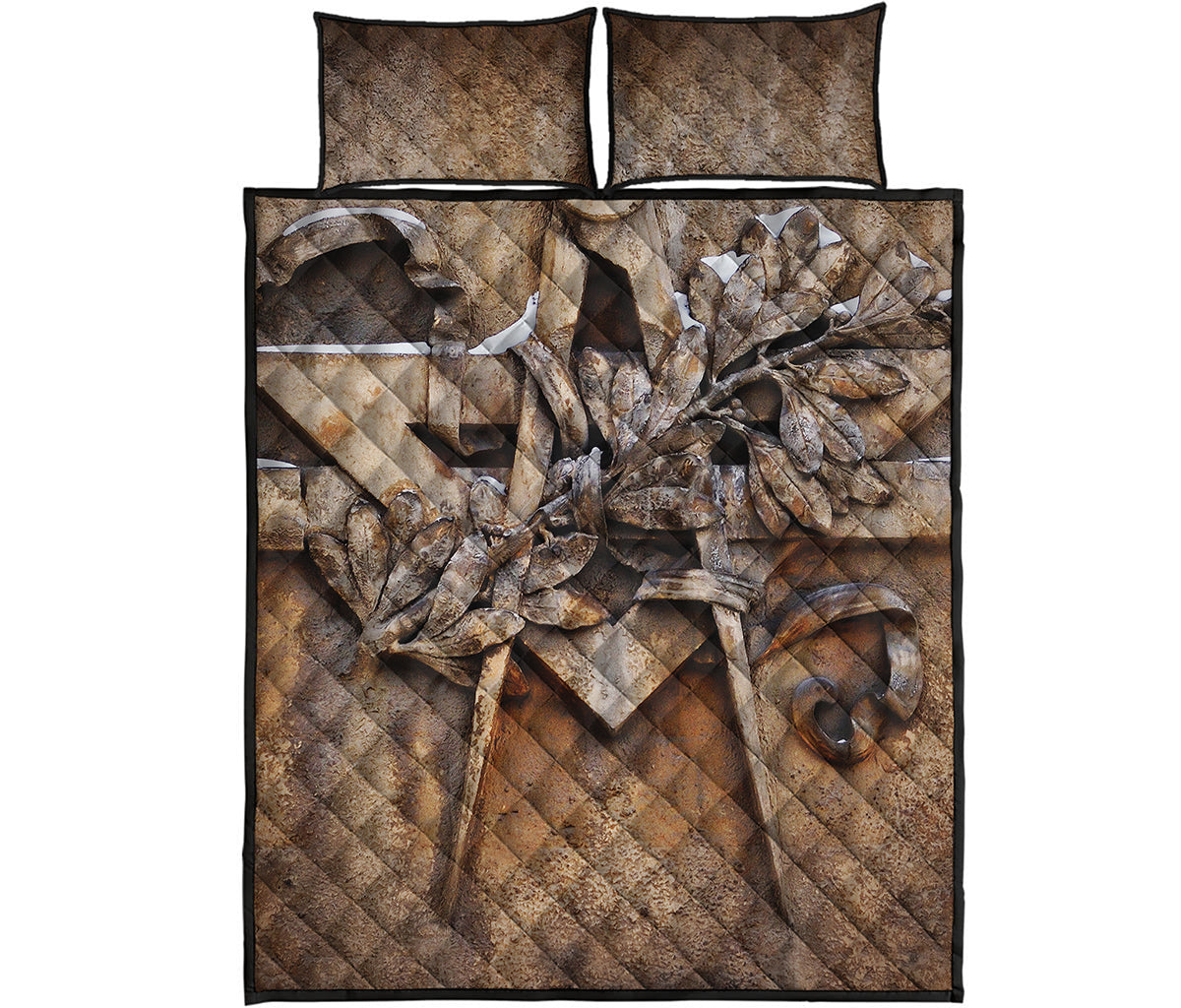 Freemasonry Emblem Print Quilt Bed Set