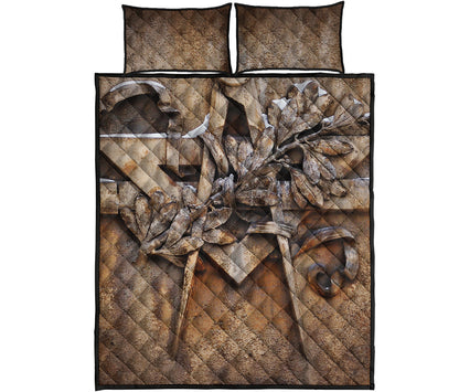 Freemasonry Emblem Print Quilt Bed Set