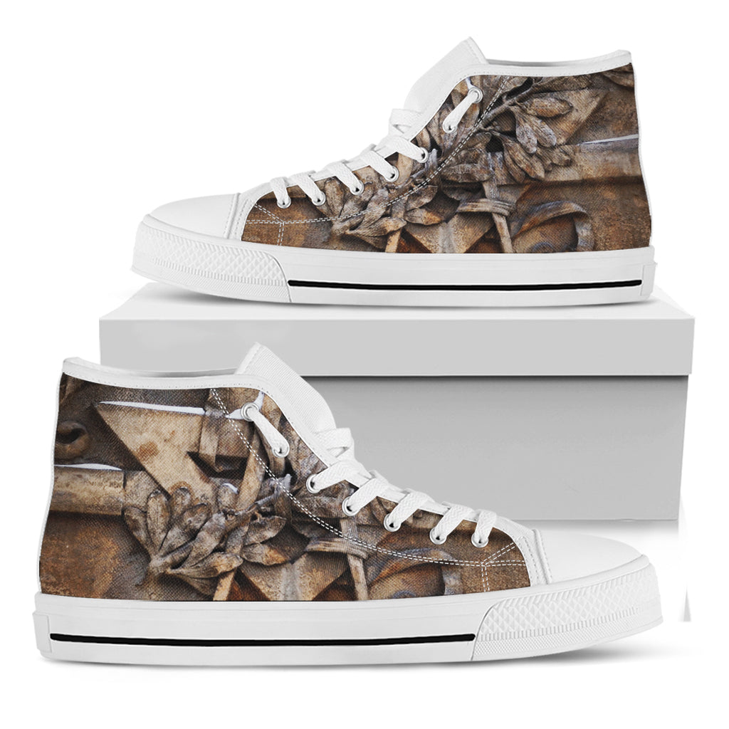 Freemasonry Emblem Print White High Top Shoes