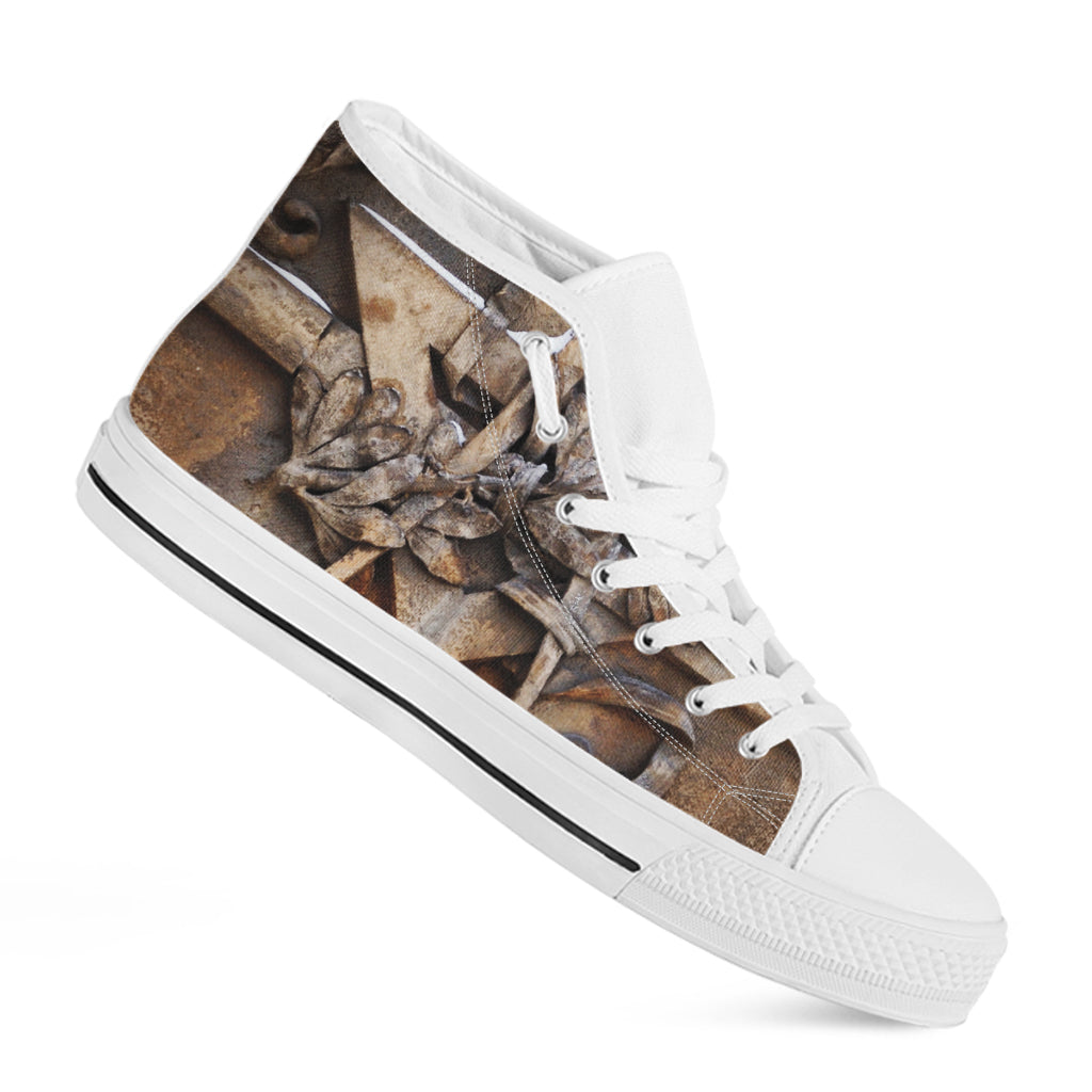 Freemasonry Emblem Print White High Top Shoes