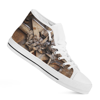 Freemasonry Emblem Print White High Top Shoes