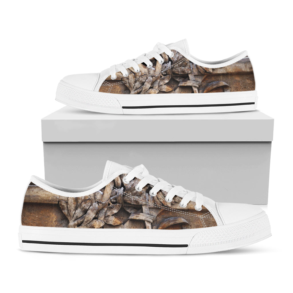 Freemasonry Emblem Print White Low Top Shoes