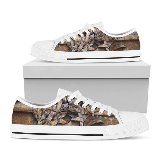 Freemasonry Emblem Print White Low Top Shoes