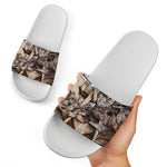 Freemasonry Emblem Print White Slide Sandals