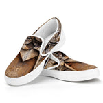 Freemasonry Emblem Print White Slip On Shoes