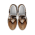 Freemasonry Emblem Print White Slip On Shoes