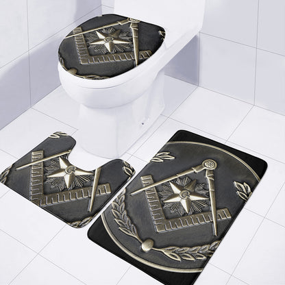 Freemasonry Medal Print 3 Piece Bath Mat Set