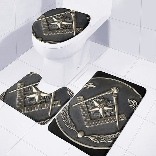 Freemasonry Medal Print 3 Piece Bath Mat Set