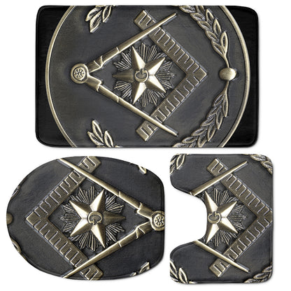 Freemasonry Medal Print 3 Piece Bath Mat Set