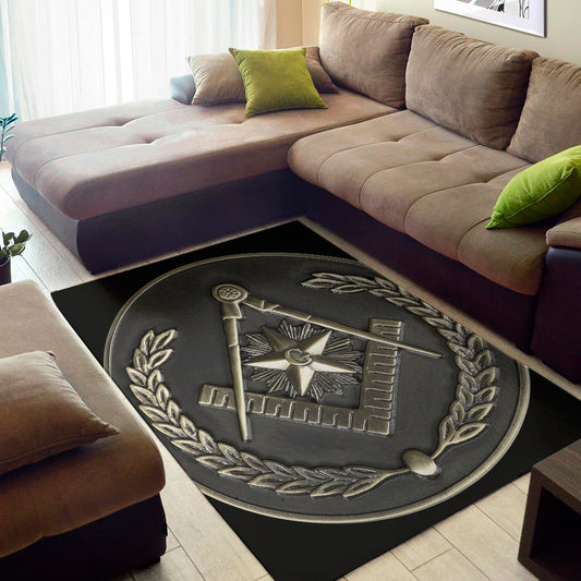 Freemasonry Medal Print Area Rug