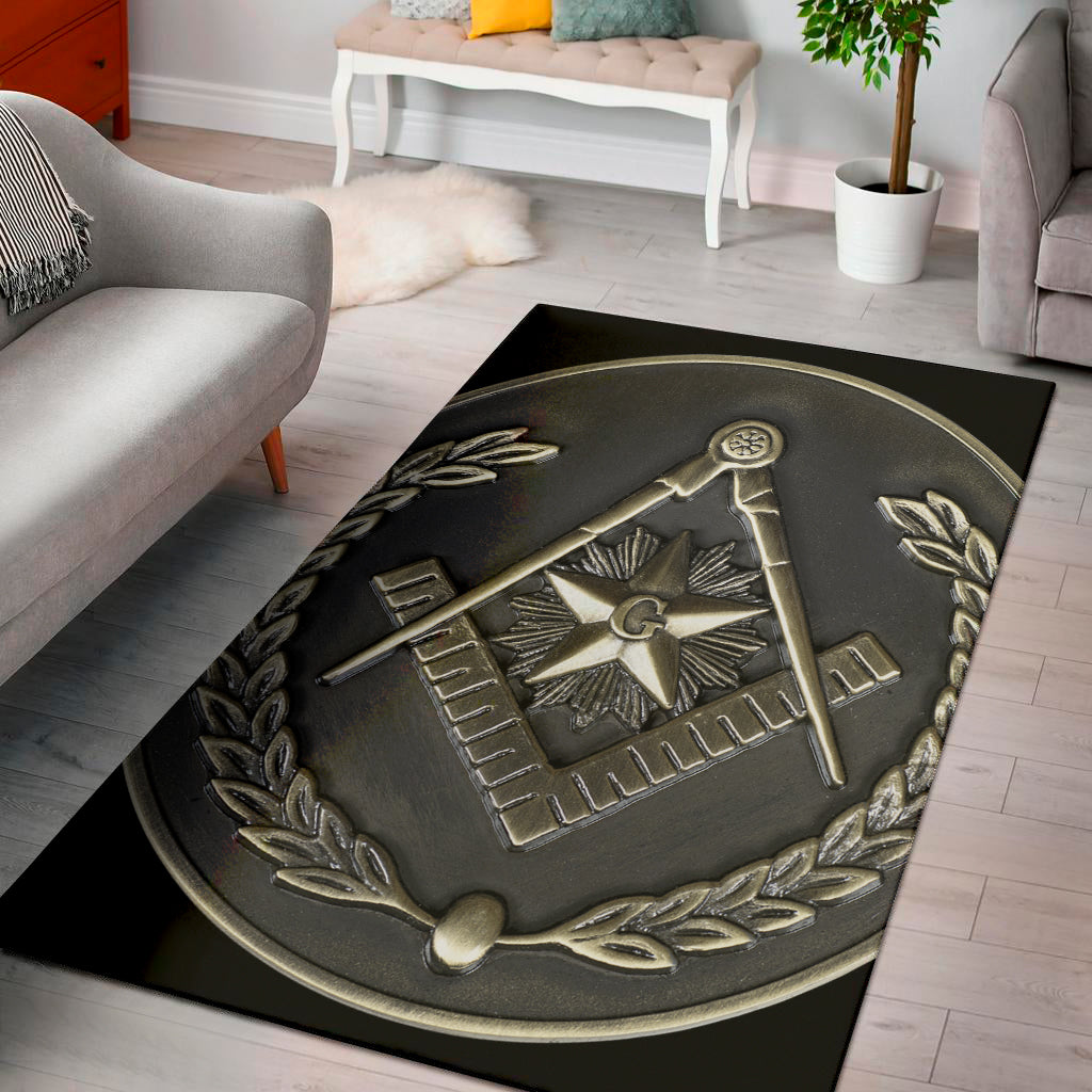 Freemasonry Medal Print Area Rug