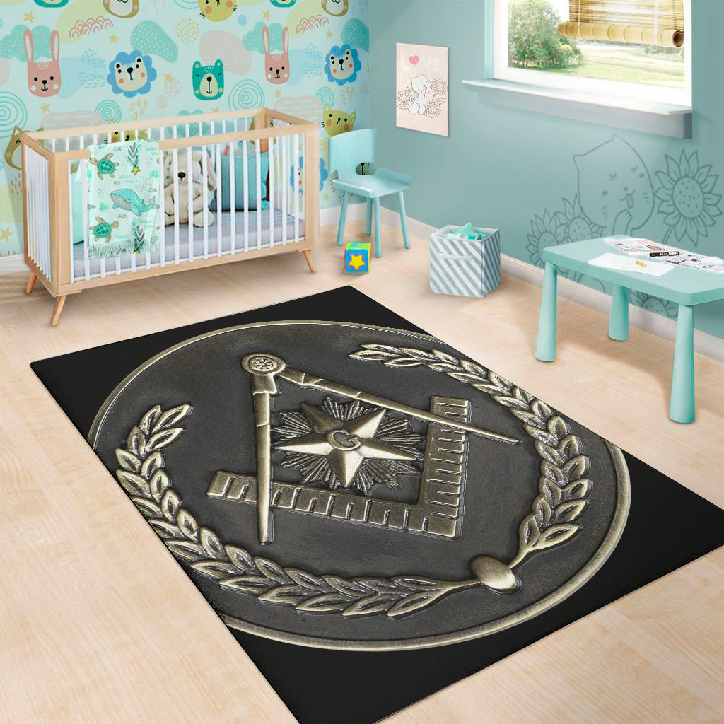 Freemasonry Medal Print Area Rug