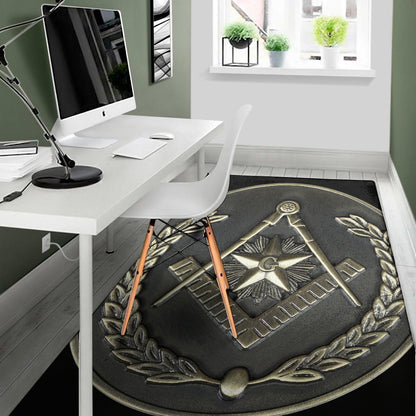 Freemasonry Medal Print Area Rug