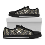 Freemasonry Medal Print Black Low Top Shoes 