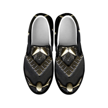 Freemasonry Medal Print Black Slip On Shoes