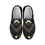Freemasonry Medal Print Black Slip On Shoes