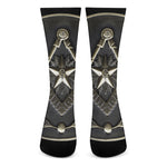 Freemasonry Medal Print Crew Socks